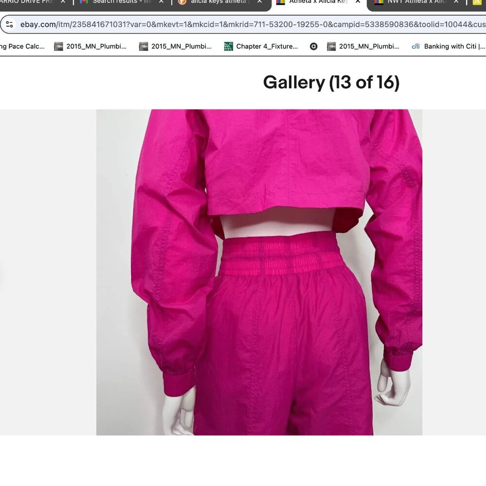 NWOT Athleta x Alicia Keys Nylon Utility Jumpsuit Hot Pink 24 24W 2X 3X - Picture 10 of 16